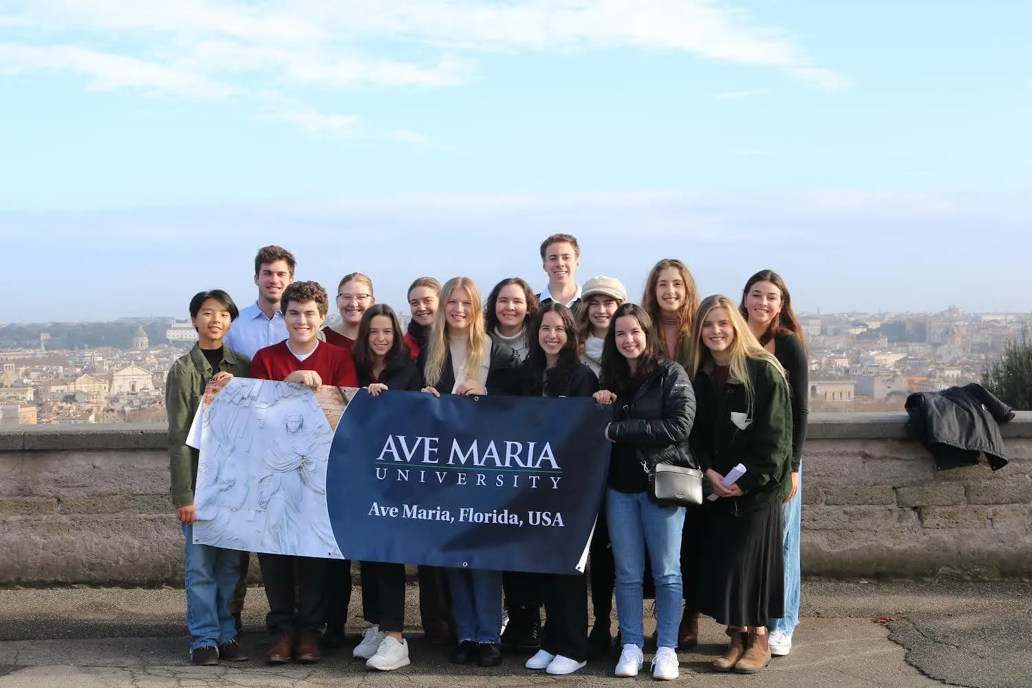 Ave Maria students group photo in Rome