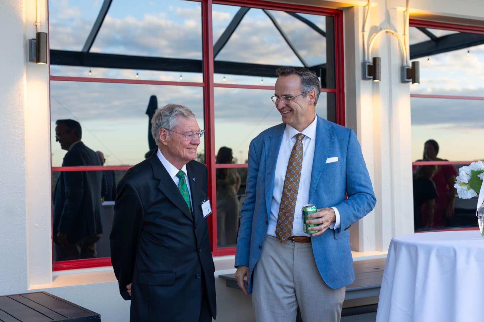 Reception guests celebrating Alumni Homecoming Weekend on campus