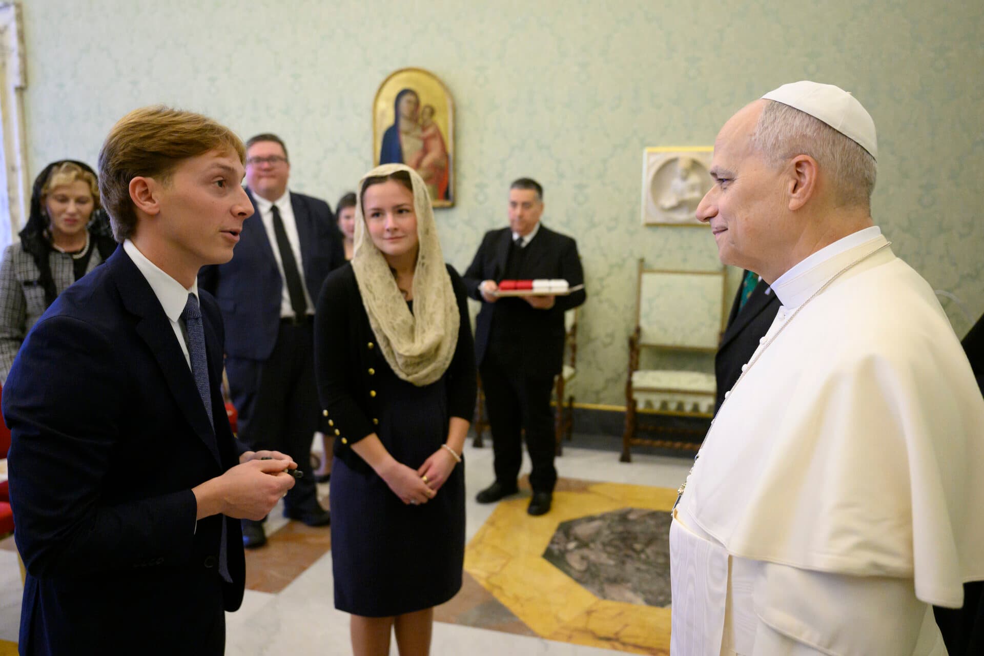 Tom Monaghan with Pope Leo XIV