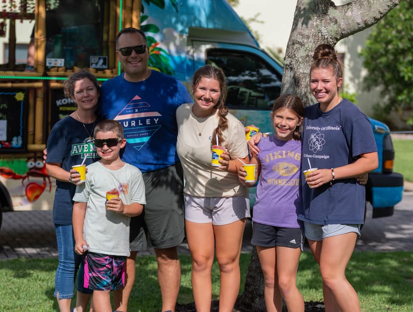 Family enjoying snowcones